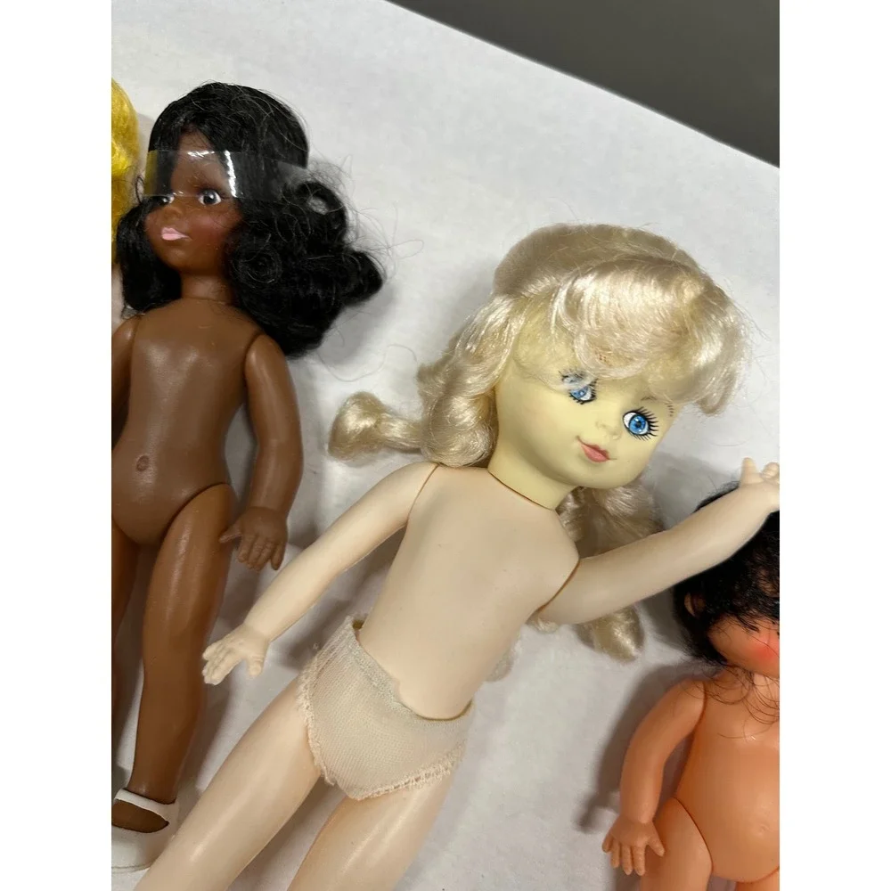 Vintage Doll Lot 4pc Fashion Toddler Dolls Blonde Brunette Raven Hair Toy Set